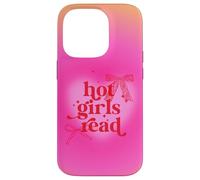 Carcasa para iPhone 14 Pro Libro de Lectura para Chicas Calientes Pink Aura Heart Cute Bows Y2K Bookish