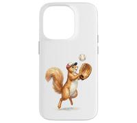 Carcasa para iPhone 14 Pro Lindo Atrapador de Jugador de béisbol de Ardilla, Arte de Acuarela