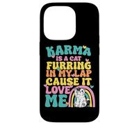 Carcasa para iPhone 14 Pro Lindo Karma Es Un Gato Furring En Mi Regazo Porque Me Ama