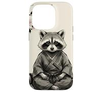 Carcasa para iPhone 14 Pro Lindo Mapache samurái Sentado bajo Flores de Cerezo Arte de Tinta