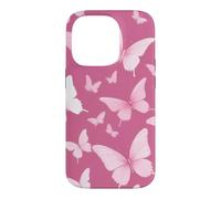 Carcasa para iPhone 14 Pro Lindo patrón de Mariposas Blancas y Rosadas Femeninas Y2K