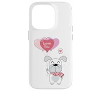 Carcasa para iPhone 14 Pro Lindo Perro con un Globo de corazón Te Amo
