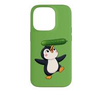 Carcasa para iPhone 14 Pro Lindo pingüino Equilibrio Pepino Dibujos Animados Arte