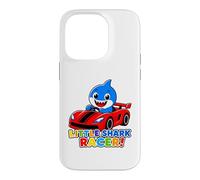Carcasa para iPhone 14 Pro Little Shark Racer Kids Cute Shark Race Car Diseño para niños