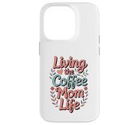 Carcasa para iPhone 14 Pro Living The Coffee Mom Life Cafeína Amante Corazones