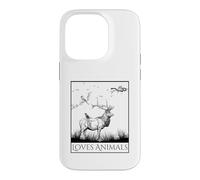 Carcasa para iPhone 14 Pro Loves Animals Nature Wildlife Graphic of Deer and Birds