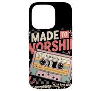 Carcasa para iPhone 14 Pro Made To Worship Psalm 150:1 Casete Retro Alabanza Fe