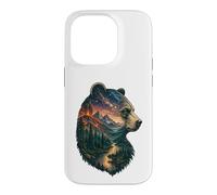 Carcasa para iPhone 14 Pro Majestic Bear Mountain River Wildlife Exposición Doble Excursionistas
