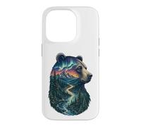 Carcasa para iPhone 14 Pro Majestic Bear Mountain River Wildlife Exposición Doble Excursionistas