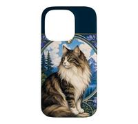 Carcasa para iPhone 14 Pro Majestic Gato de Pelo Largo Art Nouveau Mountain