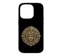 Carcasa para iPhone 14 Pro Máscara de Piedra de la Diosa de la Luna Maya, Arte Antiguo de reliquia del Templo