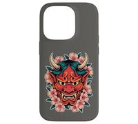 Carcasa para iPhone 14 Pro Máscara Japonesa Demonio Demonio Hannya Cherry Blossom Yokai Oni