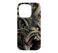 Carcasa para iPhone 14 Pro Máscara Retro Japonesa Oni Demon Screaming Yokai Anime