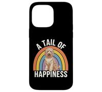 Carcasa para iPhone 14 Pro MAX A Tail of Happiness Golden Doodle Dog Retro Rainbow