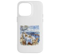 Carcasa para iPhone 14 Pro MAX Acuarela Cubierta de Crucero Comedor Vista del Velero