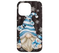 Carcasa para iPhone 14 Pro MAX Aesthetic Snowflake Pattern with Snowman and Winter GNOME