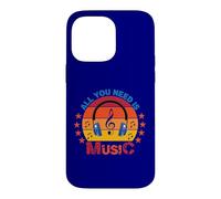 Carcasa para iPhone 14 Pro MAX All You Need Is Music Retro Auriculares Clave de Sol
