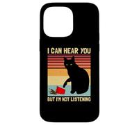 Carcasa para iPhone 14 Pro MAX Amante del café con Forma de Gato Negro Divertido, Vintage, «No Estoy Escuchando»