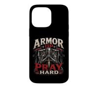 Carcasa para iPhone 14 Pro MAX Armor Up Pray Hard Christian Warrior Knight Faith