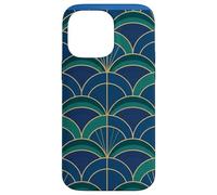Carcasa para iPhone 14 Pro MAX Art Deco Fan Pattern Vintage Style Blue Green