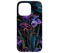Carcasa para iPhone 14 Pro MAX Art Nouveau Iris Gótico Floral Celeste Oscuro Botánico Arte