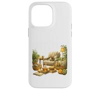 Carcasa para iPhone 14 Pro MAX Arte de retiro de Gatos en casa Verde Acogedor