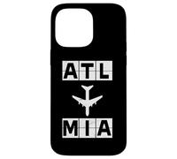 Carcasa para iPhone 14 Pro MAX ATL a MIA Código de Aeropuerto Ruta de Avión Atlanta Miami