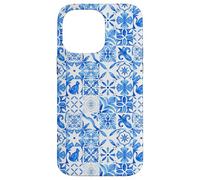 Carcasa para iPhone 14 Pro MAX Azulejo mediterráneo de mayólica de Cristal Mosaico Azul