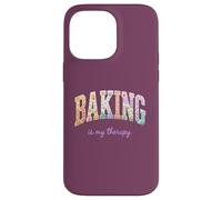 Carcasa para iPhone 14 Pro MAX Baking is My Therapy, Divertido diseño Floral con Palabras para Amantes de la repostería