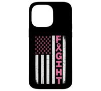 Carcasa para iPhone 14 Pro MAX Bandera Americana Envejecida, Cinta Rosa, Lucha contra el cáncer de Mama