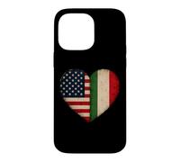 Carcasa para iPhone 14 Pro MAX Bandera Italiana Americana corazón Vintage Estados Unidos Italia Heritage Pride