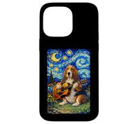 Carcasa para iPhone 14 Pro MAX Basset Hound Playing Guitar Whimsical Art Dog Music Camping