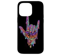 Carcasa para iPhone 14 Pro MAX Be Kind ASL Lenguaje de señas | Retro Groovy - Melting Art