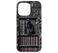 Carcasa para iPhone 14 Pro MAX Biblioteca gótica de Gato Negro Dark Academia estantería Vintage