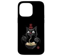 Carcasa para iPhone 14 Pro MAX Black Cat Eating Ramen Noodles Japan Kanji Love Anime Design