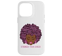 Carcasa para iPhone 14 Pro MAX Black Women Queen Stronger Than Breast Cancer Pink Ribbon
