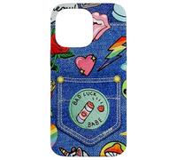Carcasa para iPhone 14 Pro MAX Blue Denim Patch Pattern Bad Luck Babe 90s Diseño estético