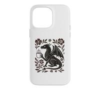 Carcasa para iPhone 14 Pro MAX Boho Dragón Bebiendo Café Arte Popular Bestia Mítica