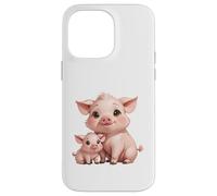 Carcasa para iPhone 14 Pro MAX Bonito diseño de mamá cerdita y Cerdito bebé