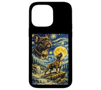 Carcasa para iPhone 14 Pro MAX Bulldog Francés Noche Estrellada Van Gogh Lindo Perro Aullando