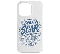 Carcasa para iPhone 14 Pro MAX Cada Cicatriz un Grito de Batalla Azul Garabato Cita Arte