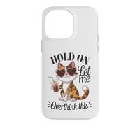 Carcasa para iPhone 14 Pro MAX Calico Cat se aferra a Pensar Demasiado en Este Amante del café