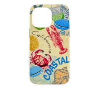 Carcasa para iPhone 14 Pro MAX California Coastal Seafood Collage Retro Beach Food Art