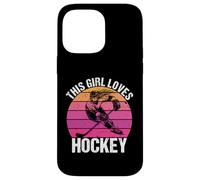 Carcasa para iPhone 14 Pro MAX Camiseta para fanáticos del Hockey con Texto en inglés This Girl Loves Hockey Shirt Game Day