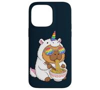Carcasa para iPhone 14 Pro MAX Carpincho Unicornio Comiendo Ramen Arco Iris Orgullo Kawaii