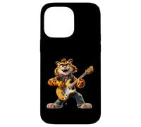 Carcasa para iPhone 14 Pro MAX Cartoon Tiger Rock Guitarrista Tocando Guitarra Eléc