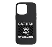 Carcasa para iPhone 14 Pro MAX Cat Dad Overlords Funny Feline Master Retro Checkered