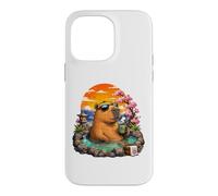 Carcasa para iPhone 14 Pro MAX Chill Capybara Hot Spring Sunset Retro Funny Summer