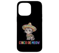 Carcasa para iPhone 14 Pro MAX Cinco De Meow Funny Sombrero Cat Fiesta Juego de Palabras