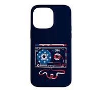 Carcasa para iPhone 14 Pro MAX Cinta de Casete Mixta, Bandera Americana, patriótica, Retro, Musica de EE. UU